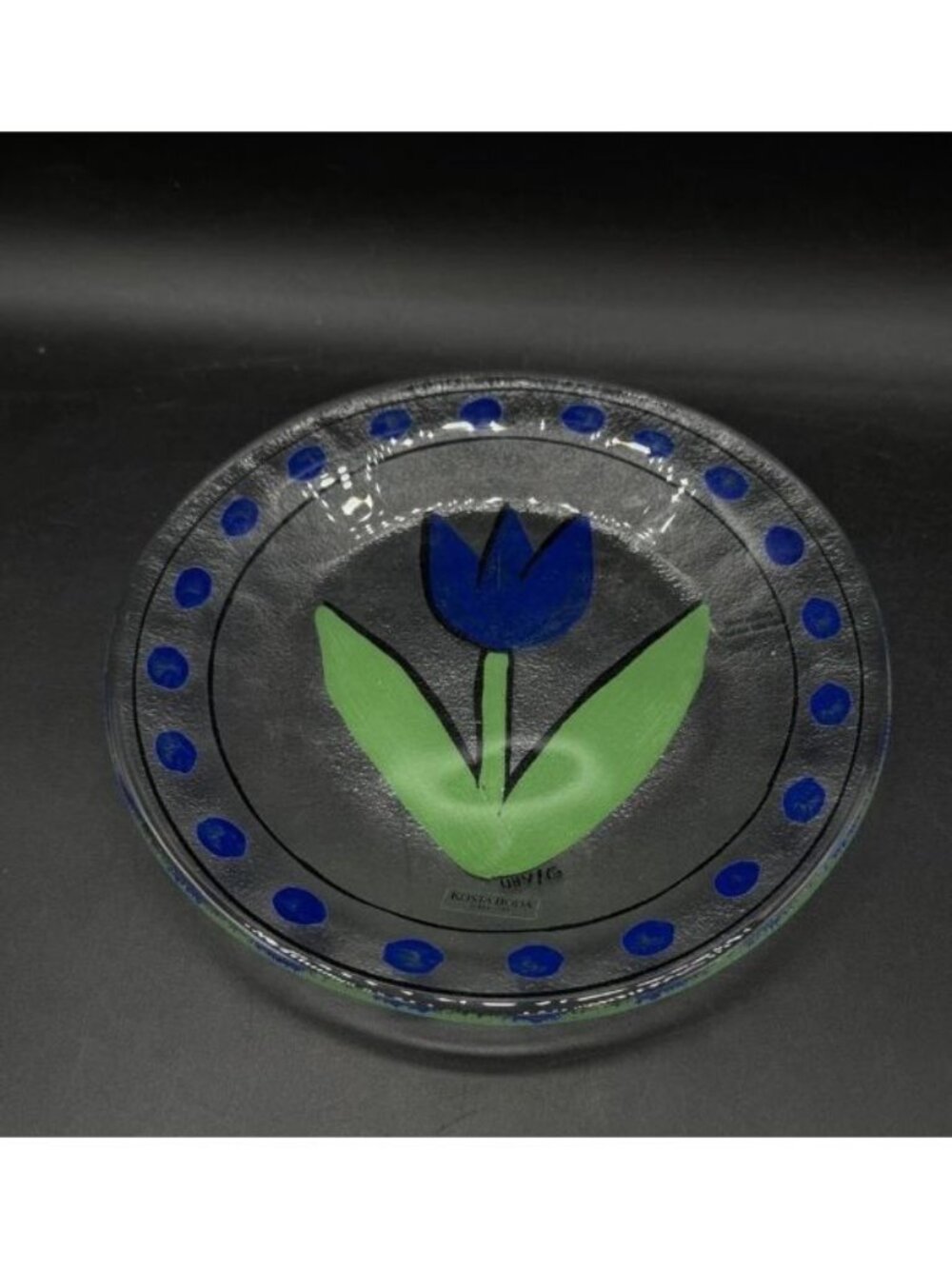 Kosta Boda Glass Blue Tulipa Salad Plate 7.5" Tulips Ulrica Hydman Vallien
